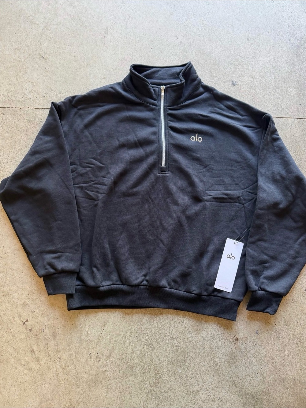 ALO Yoga Black Half-Zip Sweatshirt Pullover Hoodie Size M
